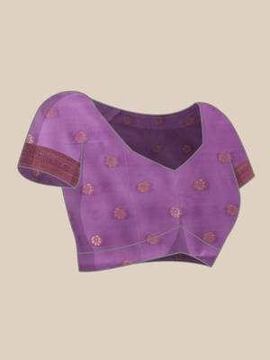 Lavender Striped Digital Print Crepe Saree 5
