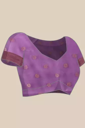 Lavender Striped Digital Print Crepe Saree