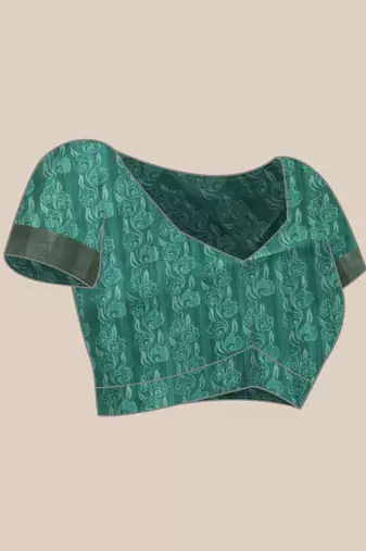 Teal Floral Digital Print Kotha Silk Blend Saree