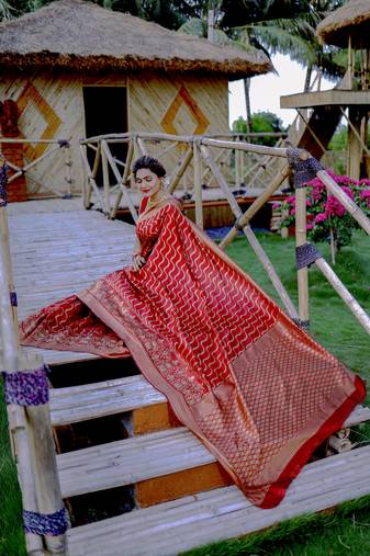 Maroon Color Kota silk blend Sarees With Blouse