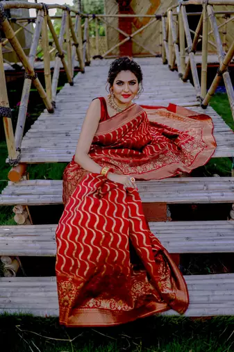 Maroon Color Kota silk blend Sarees With Blouse