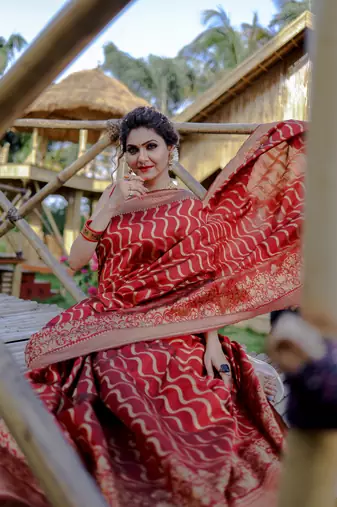 Maroon Color Kota silk blend Sarees With Blouse