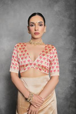 Yellow Soft Tussar Silk with Lotus Print On Pallu And Border With Claasic Printed With Blouse For Women 4