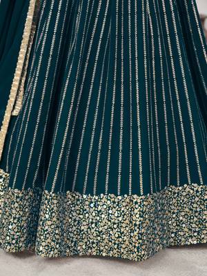 green georgette lehenga set choli with dupatta with sequin work 7