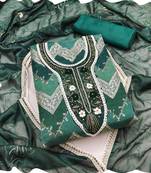 Teal organza women embellished & embroidered unstitched dress material (unstitched 3 piece dress material)