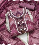 Violet organza women embellished & embroidered unstitched dress material (unstitched 3 piece dress material)