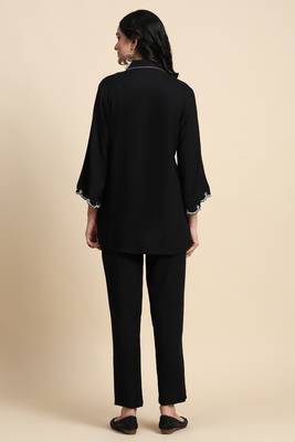 Trendmalls Women's Black Cotton Rayon Co-Ords Set Kurta Pant for Women 2