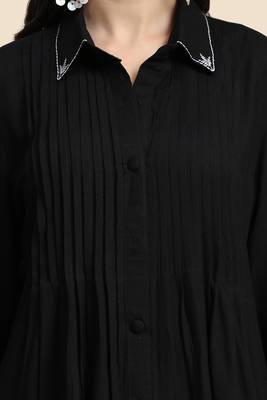 Trendmalls Women's Black Cotton Rayon Co-Ords Set Kurta Pant for Women 6