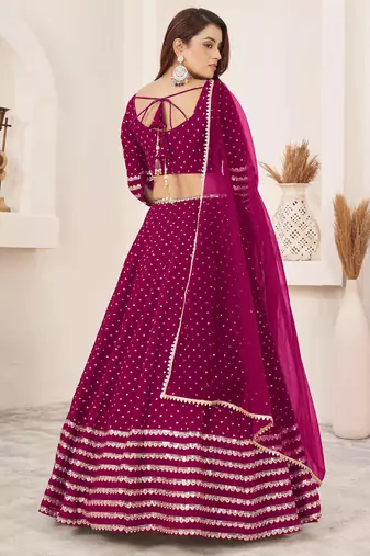 pink sequin georgette lehenga set choli with dupatta