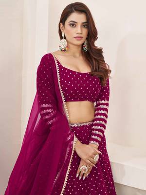 pink sequin georgette lehenga set choli with dupatta 5