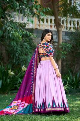 Luxurious Tussar Silk Print With Foil Work Lehenga with Unstitched Choli 2