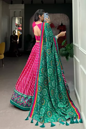 Multicolor Navratri Leheriya Lehenga Set for Women