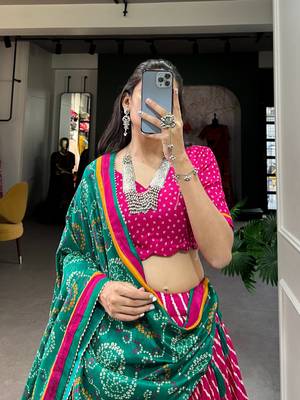 Multicolor Navratri Leheriya Lehenga Set for Women 3