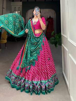 Multicolor Navratri Leheriya Lehenga Set for Women 4