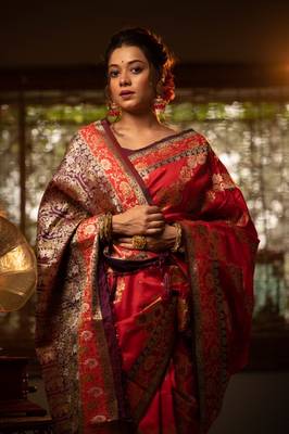 Red Kanchipuram Style Silk Blend Paithani Saree & Rich Pallu Saree With Blouse 1