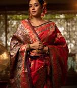 Red Kanchipuram Style Silk Blend Paithani Saree & Rich Pallu Saree With Blouse