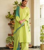 Lime green angrakha kurta set