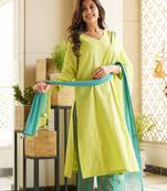 Lime green straight kurta set