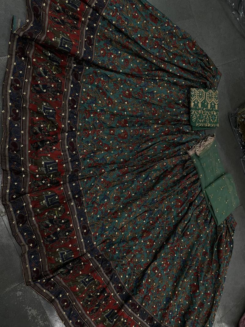 Green Silk Sequin Embroidered Lehenga Choli