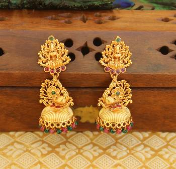 Designer matte finish temple earrings 1