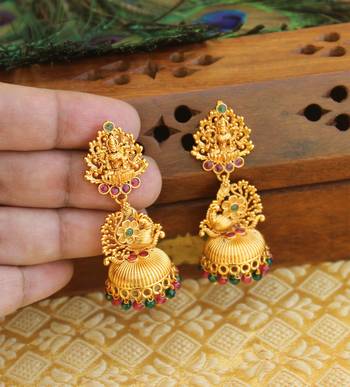 Designer matte finish temple earrings 2