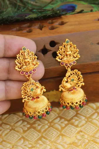 Designer matte finish temple earrings