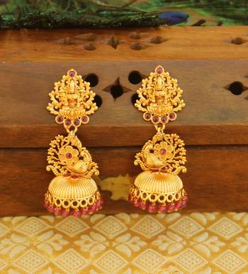 Designer matte finish temple earrings 1