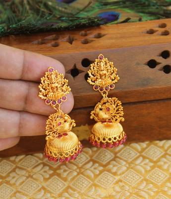 Designer matte finish temple earrings 2