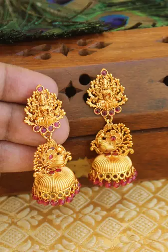 Designer matte finish temple earrings