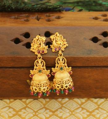 Designer matte finish temple earrings 1