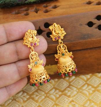 Designer matte finish temple earrings 2