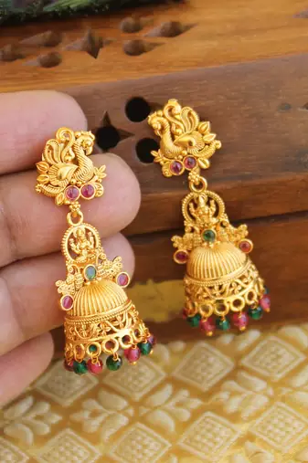Designer matte finish temple earrings