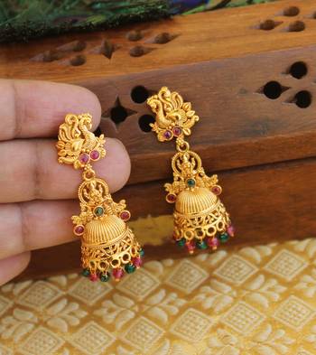 Designer matte finish temple earrings 3