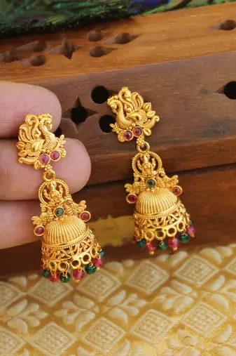 Designer matte finish temple earrings