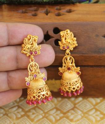 Designer matte finish temple earrings 2