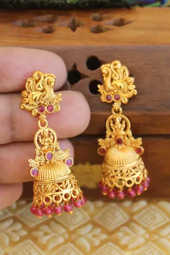Designer matte finish temple earrings
