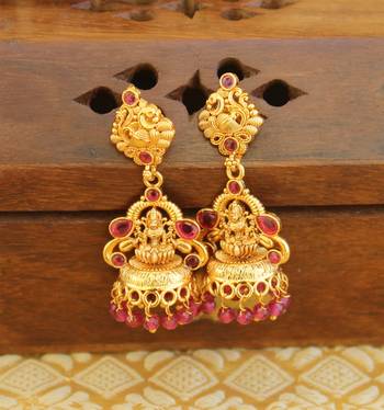 Designer matte finish temple earrings 1