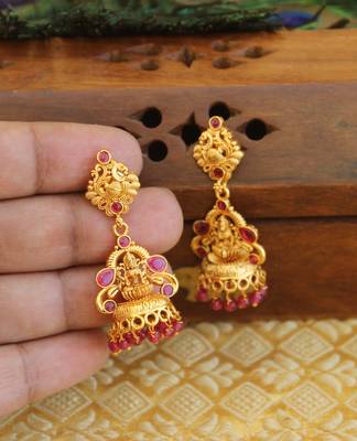 Designer matte finish temple earrings 2