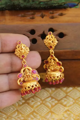 Designer matte finish temple earrings