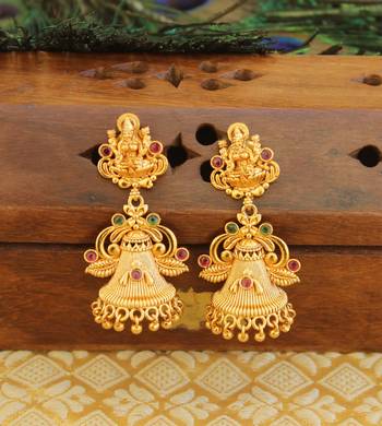 Designer matte finish temple earrings 1