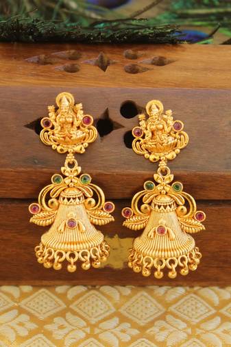Designer matte finish temple earrings