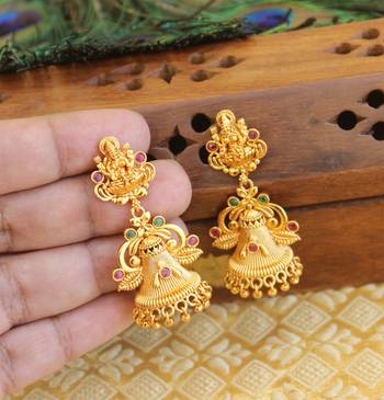 Designer matte finish temple earrings 2