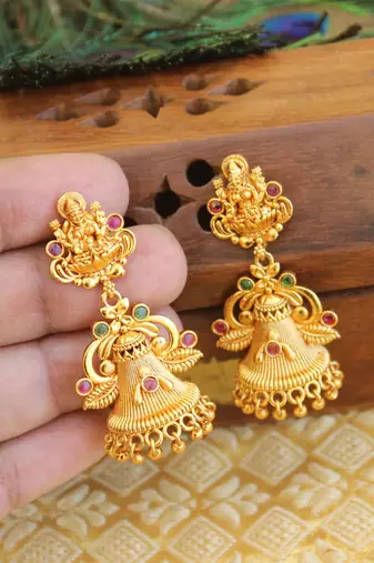 Designer matte finish temple earrings