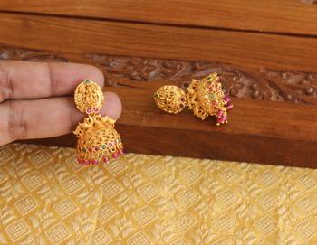 Designer matte finish temple earrings 1