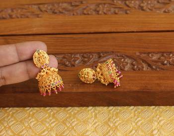 Designer matte finish temple earrings 2