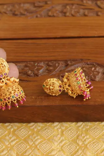 Designer matte finish temple earrings