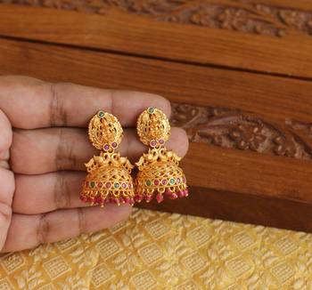 Designer matte finish temple earrings 3