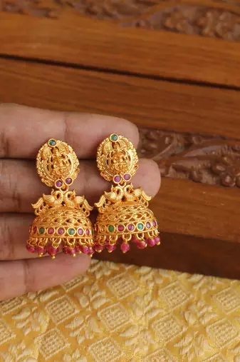 Designer matte finish temple earrings