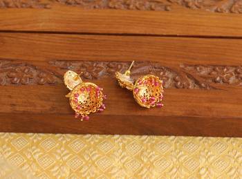 Designer matte finish temple earrings 4