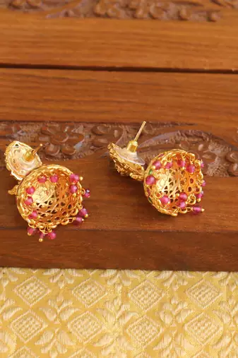 Designer matte finish temple earrings